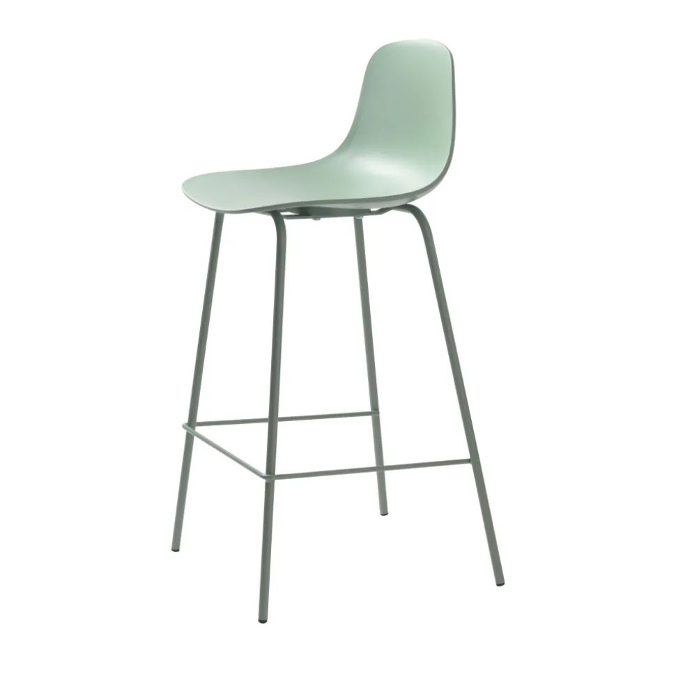 HEL Lot de 2 chaises de bar en plastique et métal H67,5cm