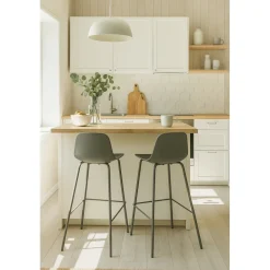 HEL Lot de 2 chaises de bar en plastique et métal H67,5cm