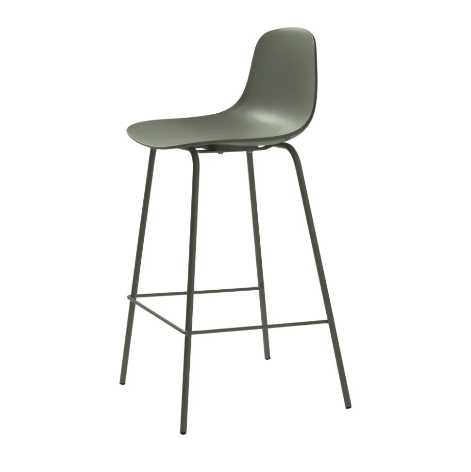 HEL Lot de 2 chaises de bar en plastique et métal H67,5cm