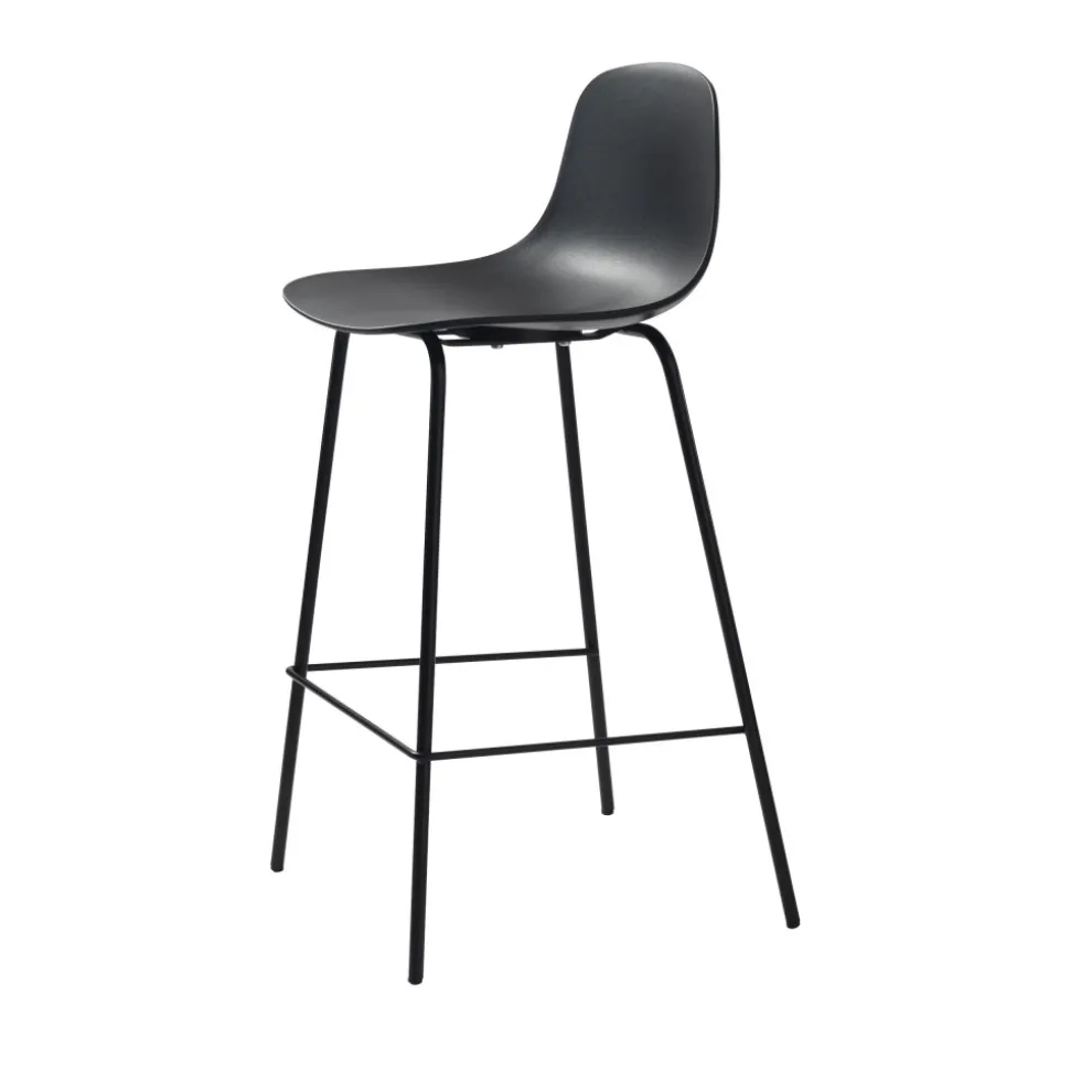 HEL Lot de 2 chaises de bar en plastique et métal H67,5cm
