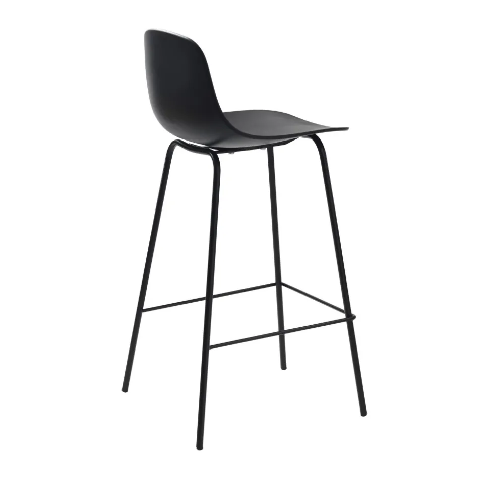 HEL Lot de 2 chaises de bar en plastique et métal H67,5cm