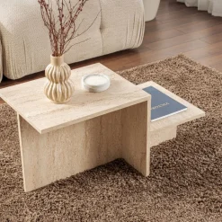 HEMY Table basse effet travertin