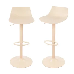 HERIBO Lot de 2 chaises de bar réglables en plastique et métal H58-79cm
