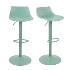 HERIBO Lot de 2 chaises de bar réglables en plastique et métal H58-79cm