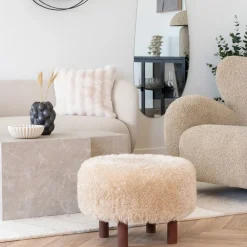 INVERNESS Pouf rond imitation fourrure ø50cm