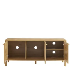 IRIS Meuble TV 3 portes en bois et cannage L120cm