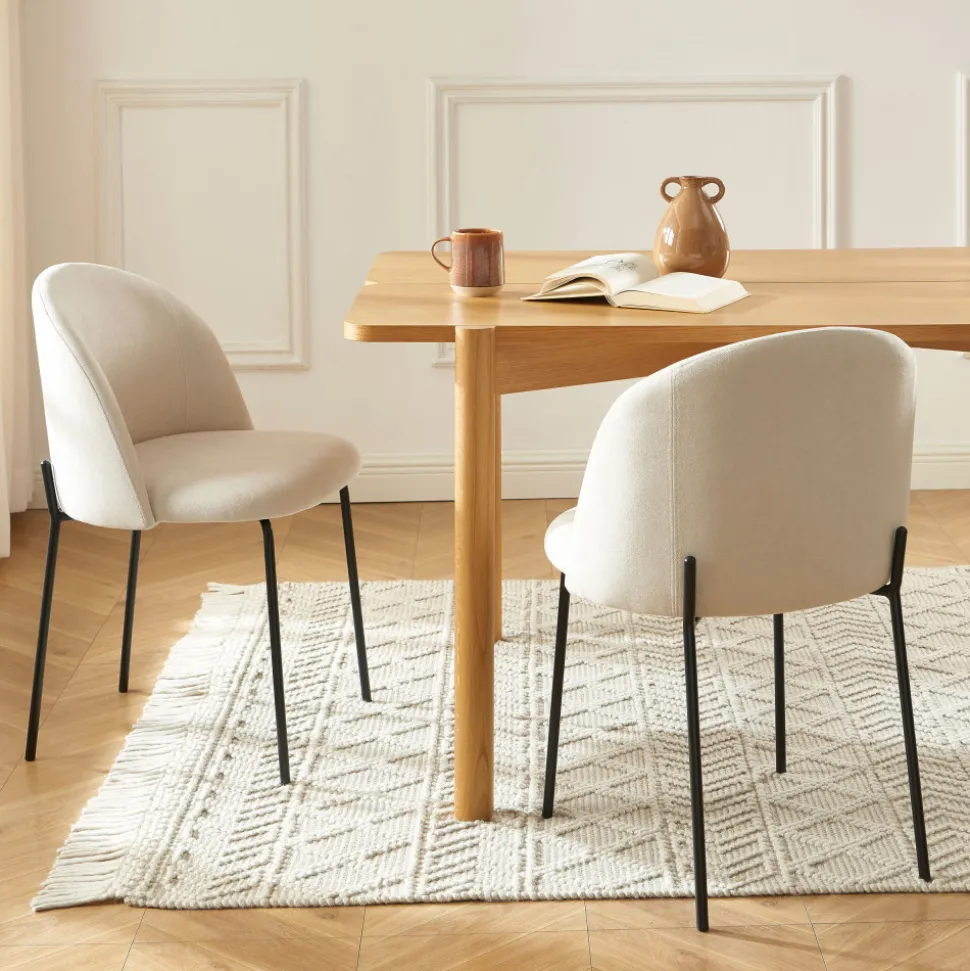 JILL Lot de 2 chaises en tissu et métal