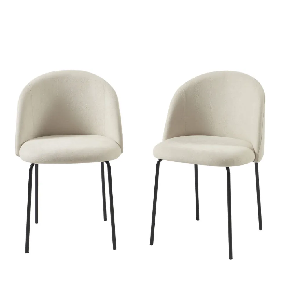 JILL Lot de 2 chaises en tissu et métal