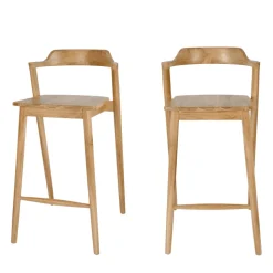 JOKO Lot de 2 chaises de bar en teck H75cm