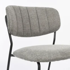 JOLIEN Lot de 2 chaises en tissu et métal pieds noirs