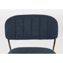 JOLIEN Lot de 2 tabourets de bar en tissu avec pieds dorés