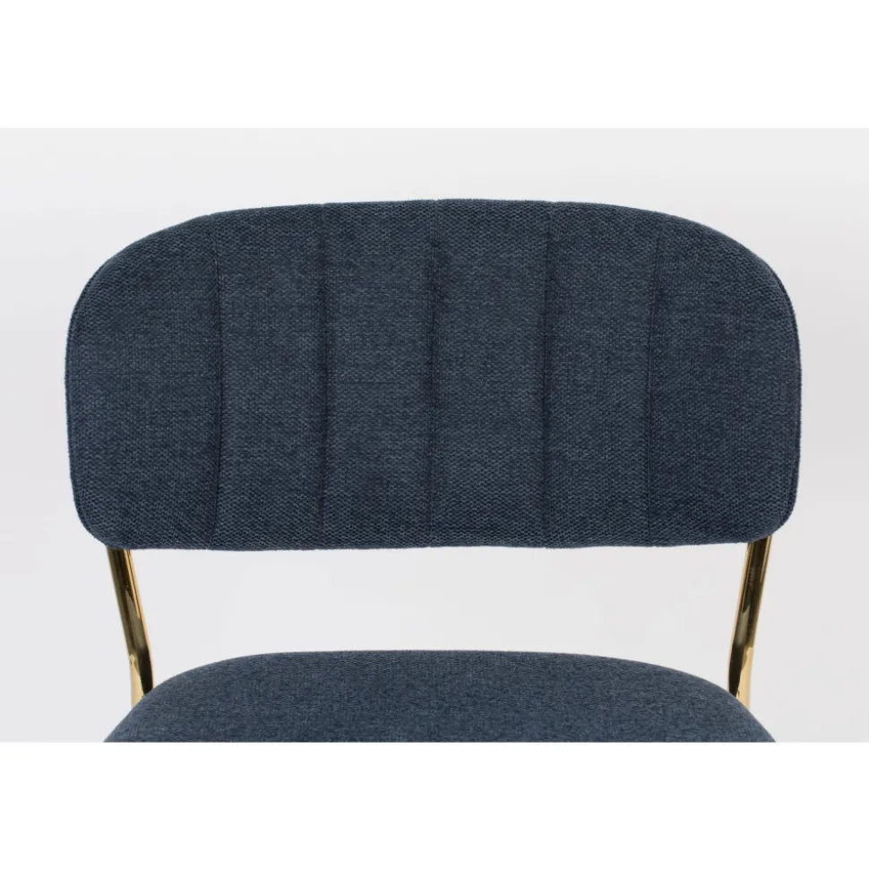 JOLIEN Lot de 2 tabourets de bar en tissu avec pieds dorés