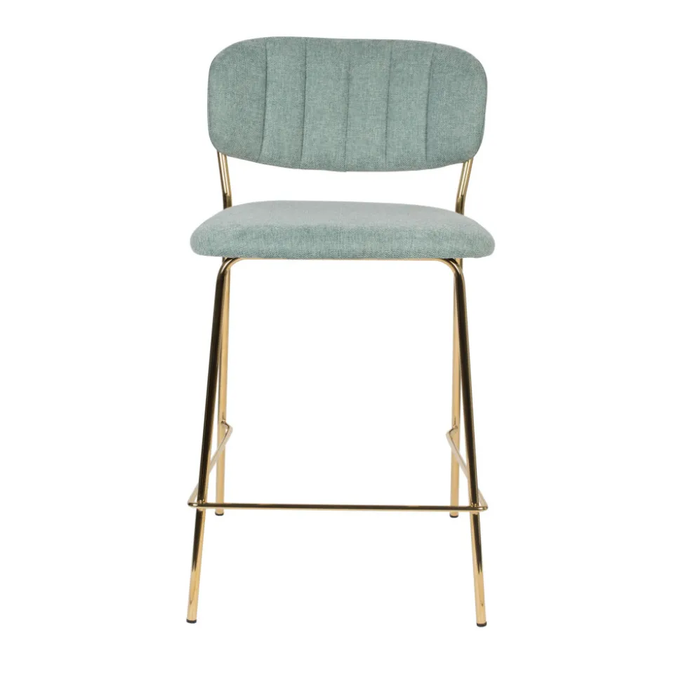 JOLIEN Lot de 2 tabourets de bar en tissu avec pieds dorés