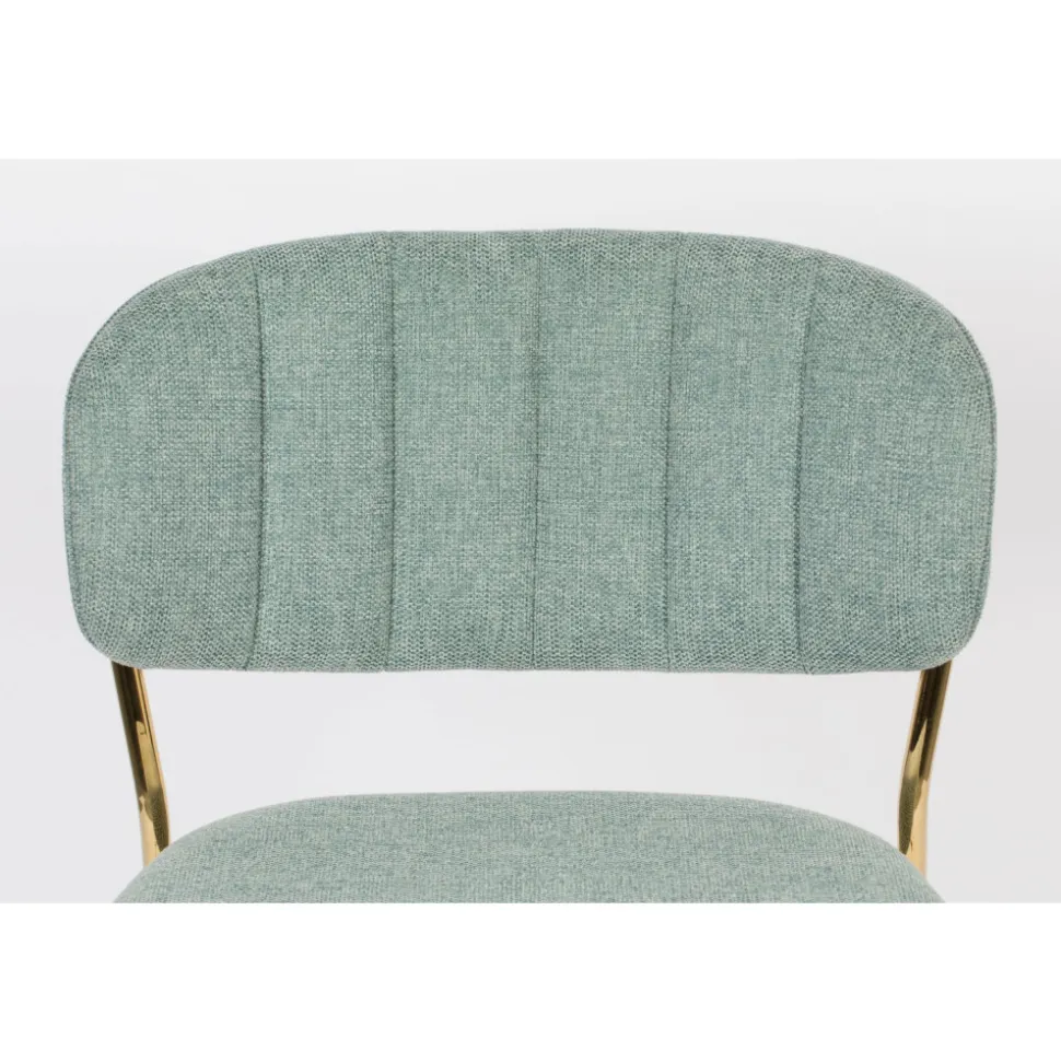 JOLIEN Lot de 2 tabourets de bar en tissu avec pieds dorés
