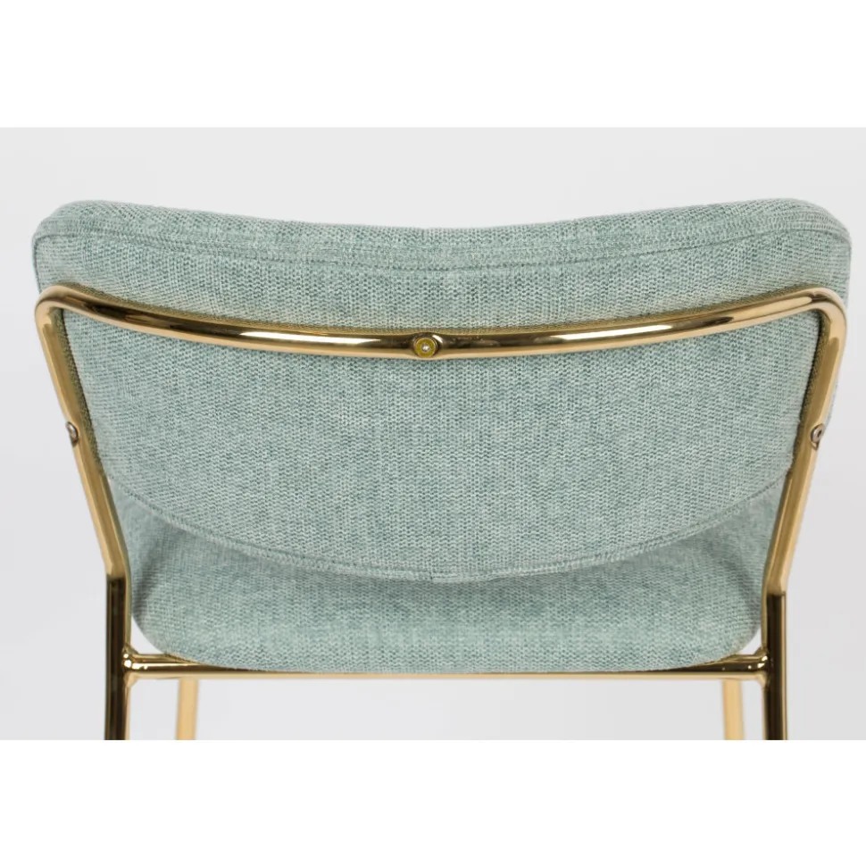 JOLIEN Lot de 2 tabourets de bar en tissu avec pieds dorés