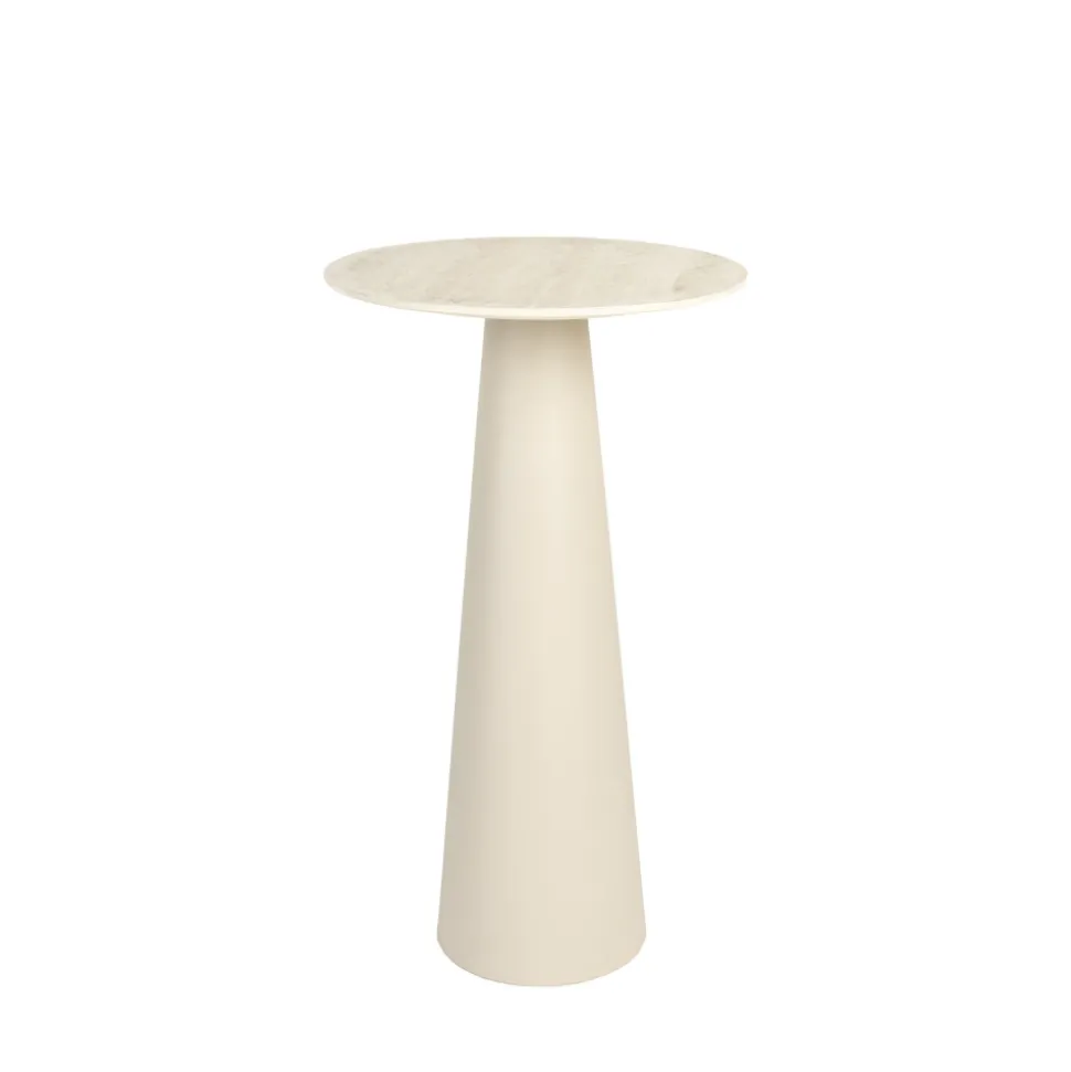 JOYA Table d'appoint ronde effet travertin ø40cm H70cm