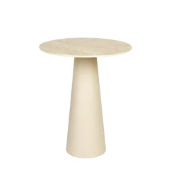 JOYA Table d'appoint ronde effet travertin ø40cm H52cm