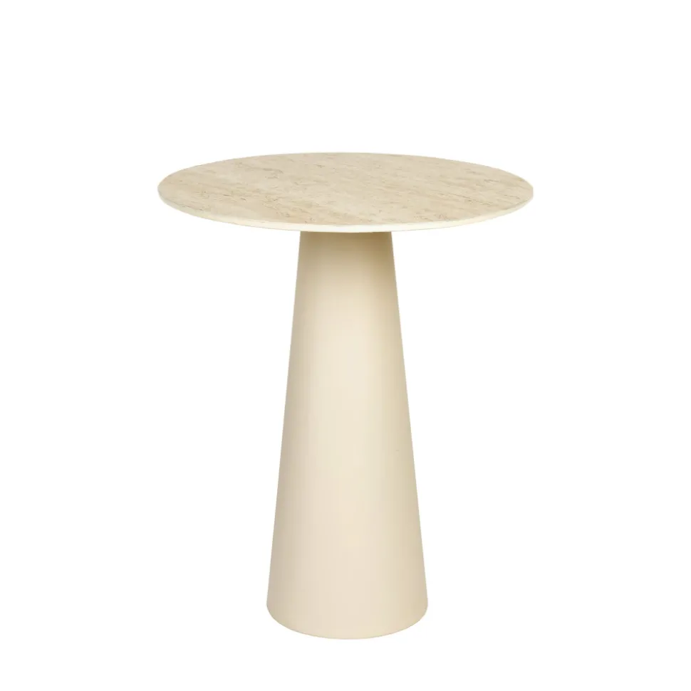 JOYA Table d'appoint ronde effet travertin ø40cm H52cm