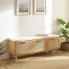 JUNE Banc d'entrée avec rangement à chaussures en bois et cannage L140cm