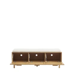 JUNE Banc d'entrée avec rangement à chaussures en bois et cannage L140cm