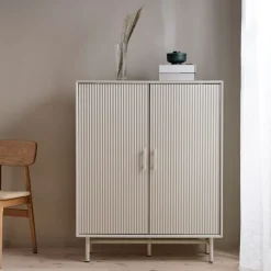 JURA Buffet haut 2 portes en bois et métal H125cm