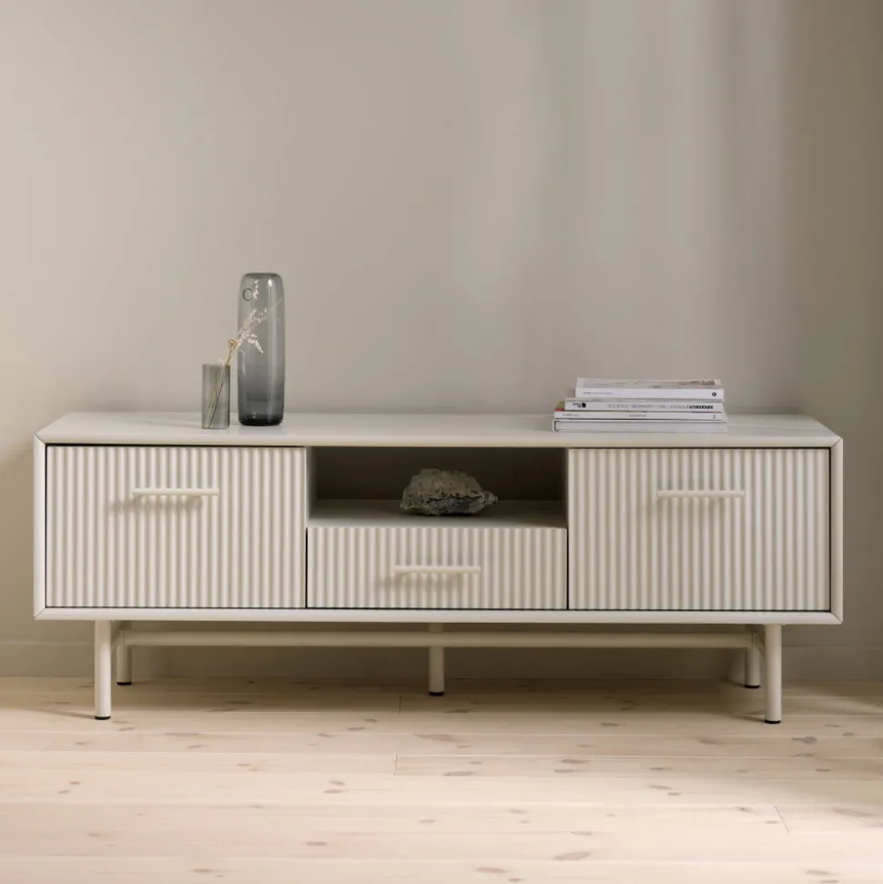 JURA Meuble TV 2 portes 1 tiroir en bois et métal L140cm