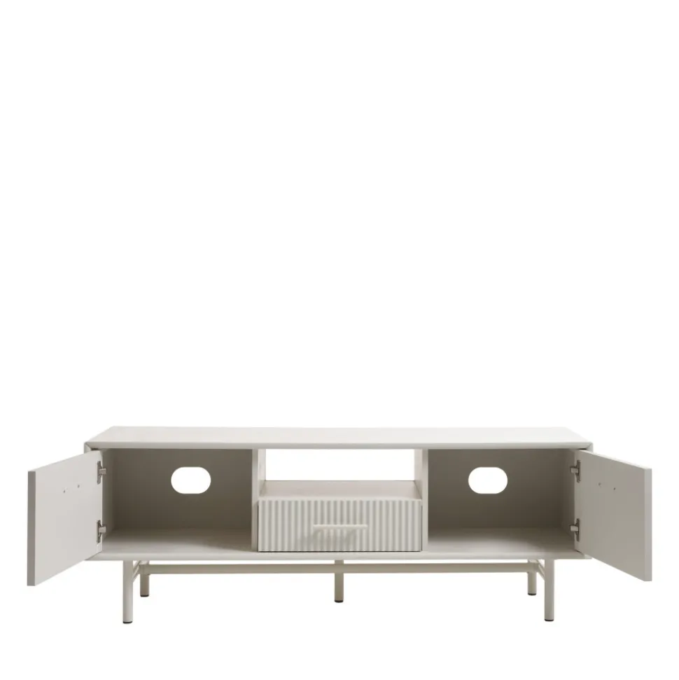 JURA Meuble TV 2 portes 1 tiroir en bois et métal L140cm