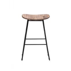 KABAYAN Tabouret de bar en teck recyclé et métal H65cm
