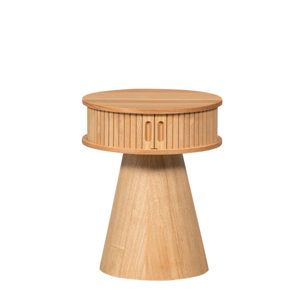 KARRI Table de chevet 2 portes coulissantes en bois