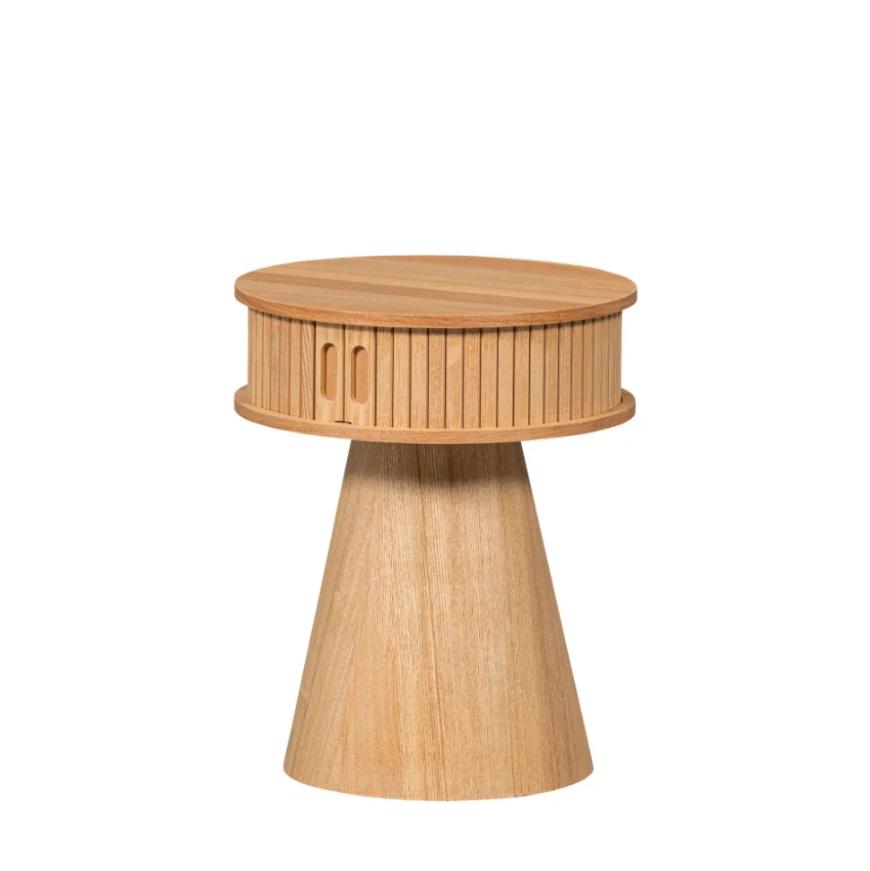 KARRI Table de chevet 2 portes coulissantes en bois
