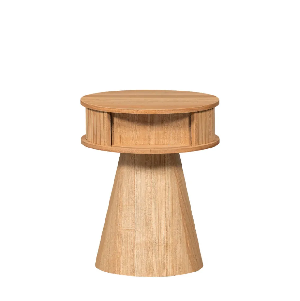KARRI Table de chevet 2 portes coulissantes en bois