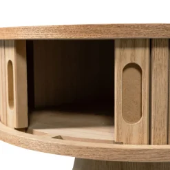 KARRI Table de chevet 2 portes coulissantes en bois