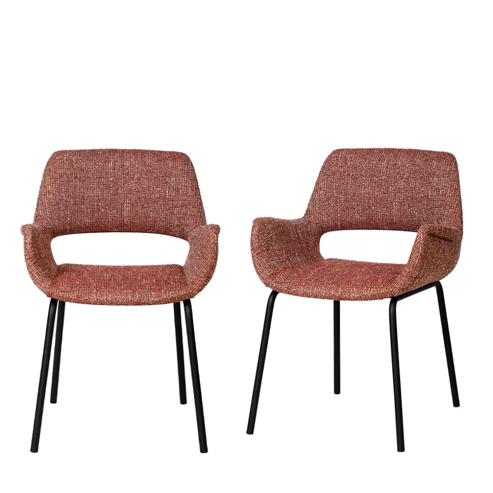 KENDY Lot de 2 fauteuils de table en tissu et métal