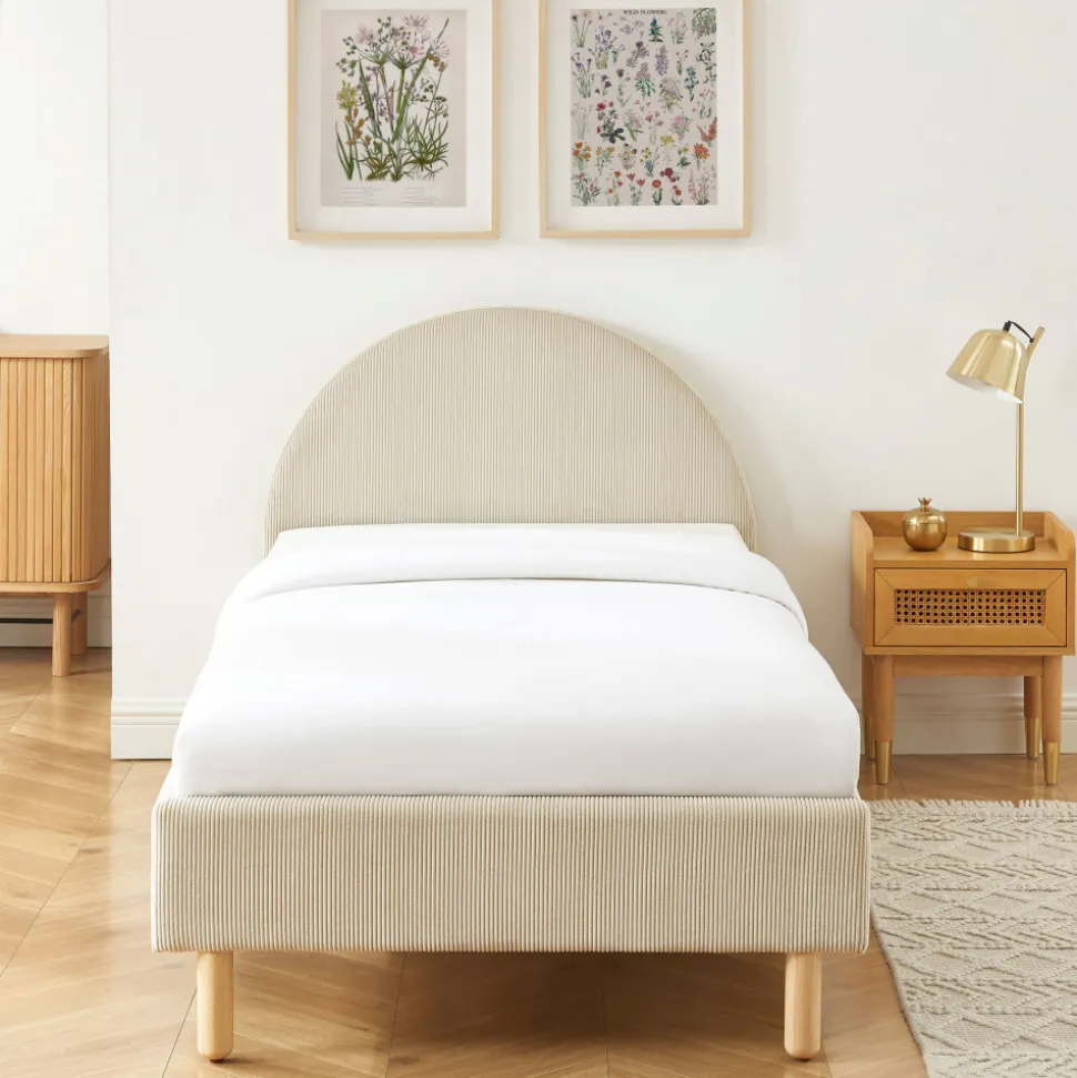 KIEL Lit en velours côtelé 90x190cm