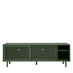KISO Meuble TV 2 portes, 2 niches en métal L160cm