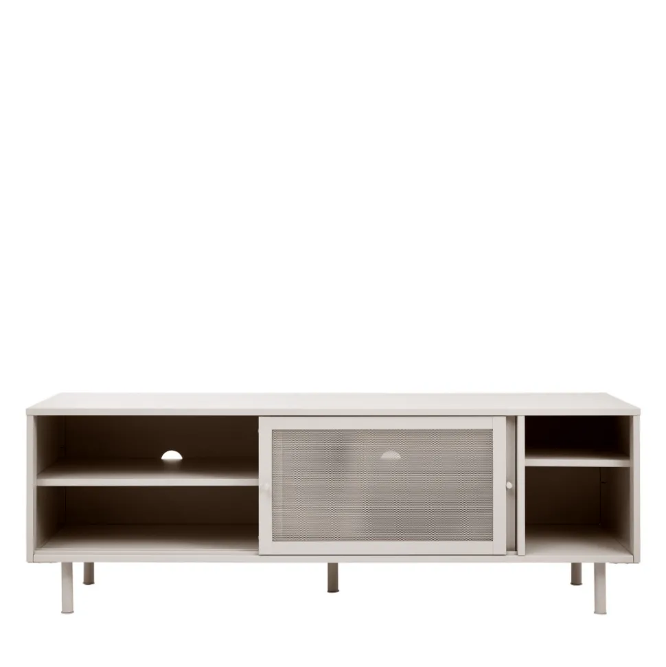 KISO Meuble TV 2 portes, 2 niches en métal L160cm