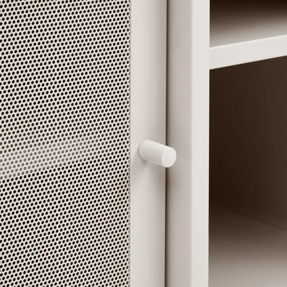 KISO Meuble TV 2 portes, 2 niches en métal L160cm