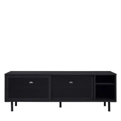 KISO Meuble TV 2 portes, 2 niches en métal L160cm