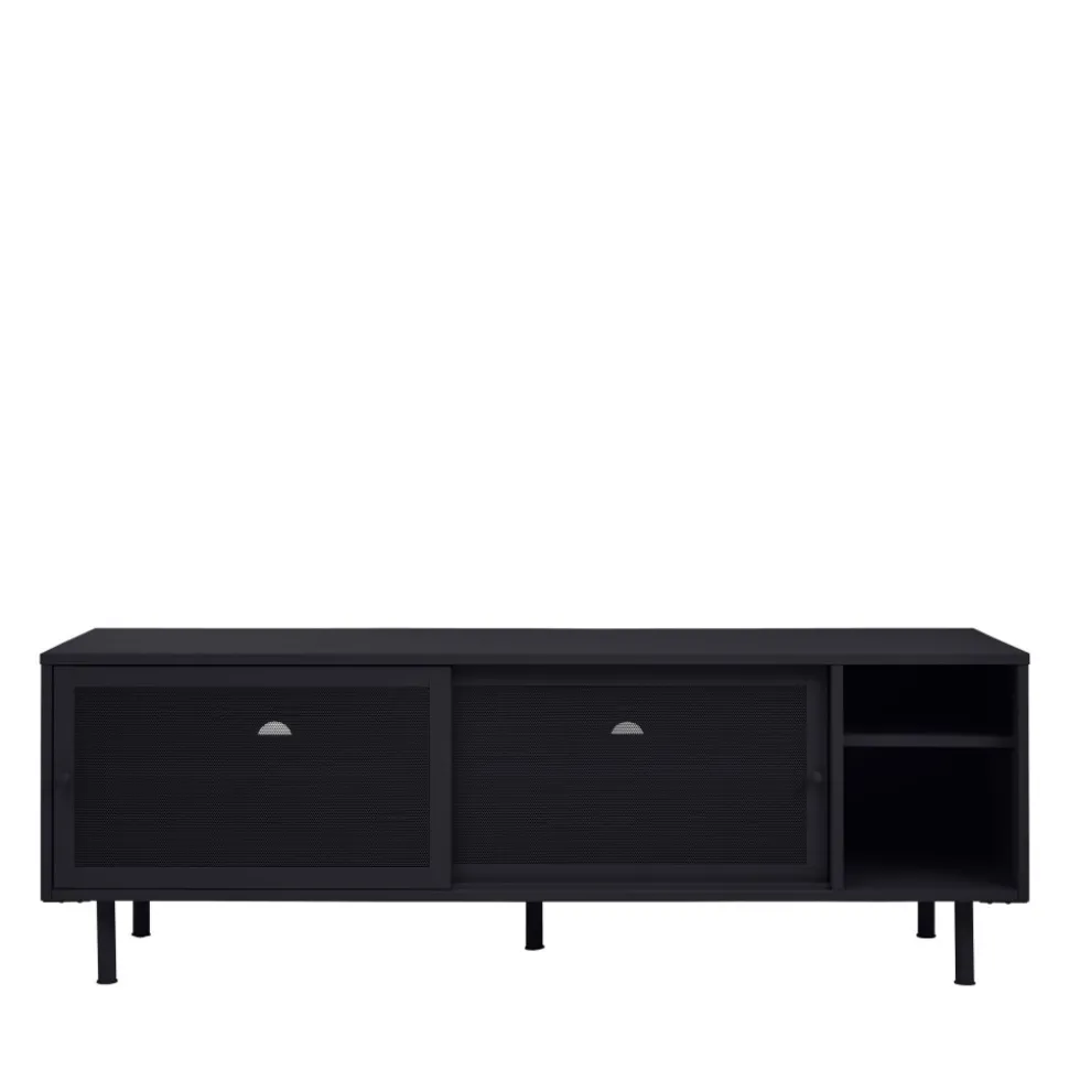 KISO Meuble TV 2 portes, 2 niches en métal L160cm