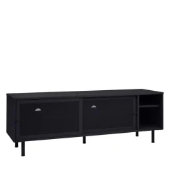 KISO Meuble TV 2 portes, 2 niches en métal L160cm