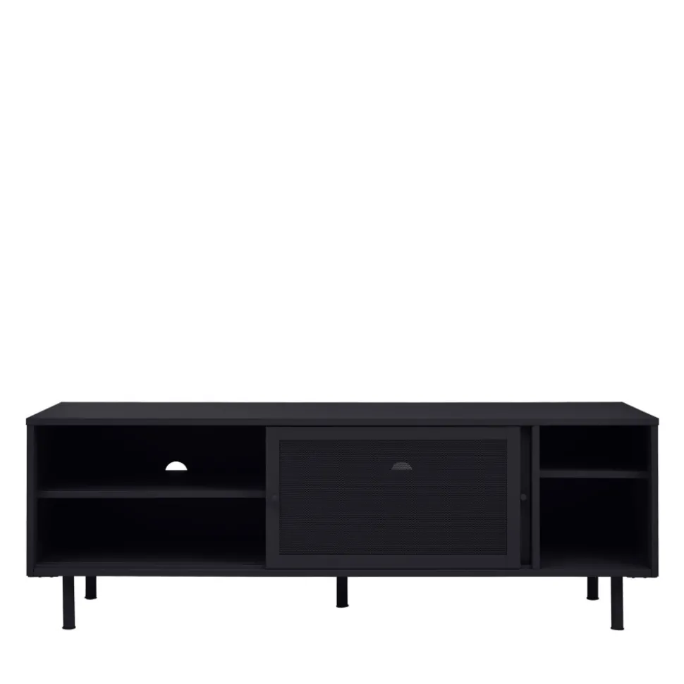 KISO Meuble TV 2 portes, 2 niches en métal L160cm