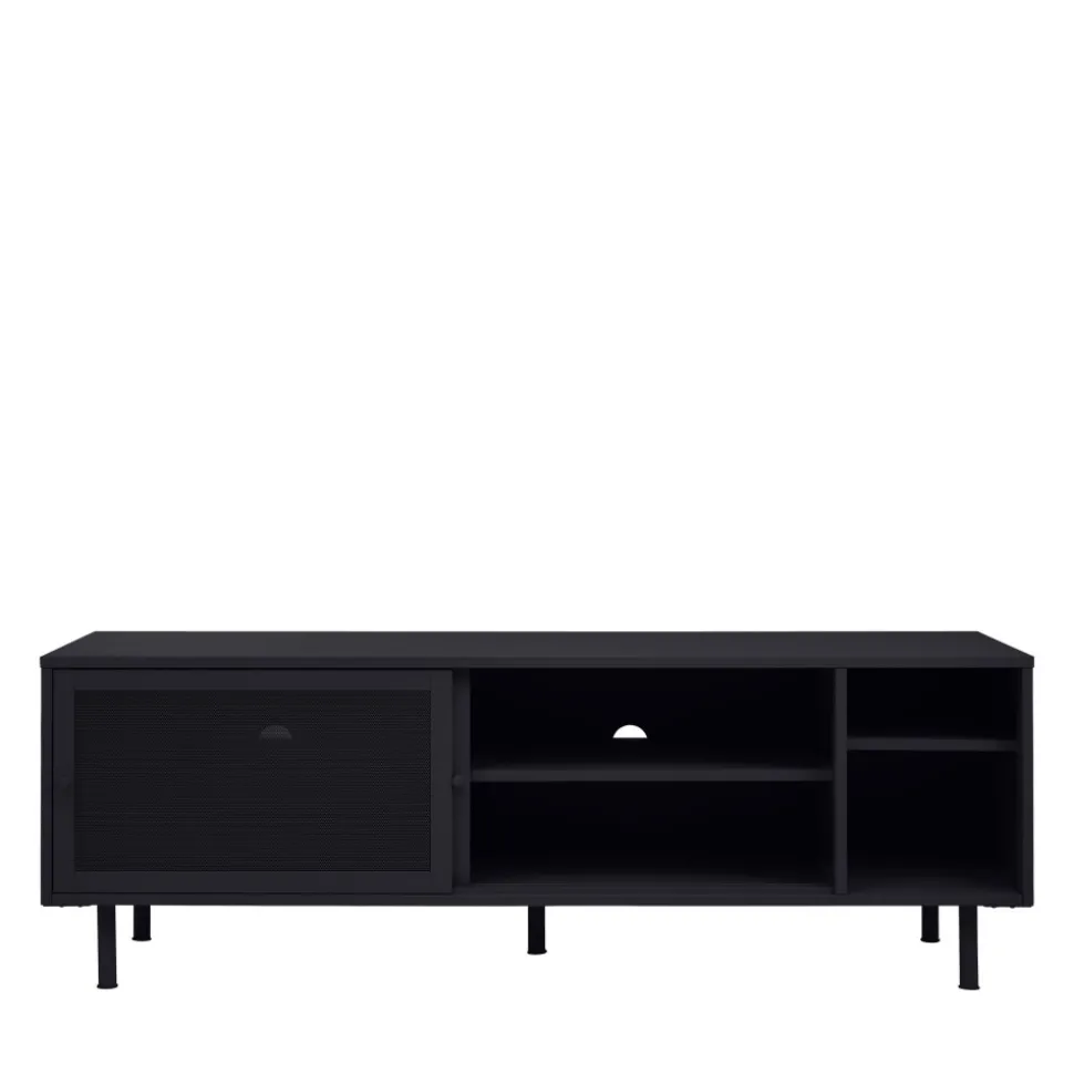KISO Meuble TV 2 portes, 2 niches en métal L160cm