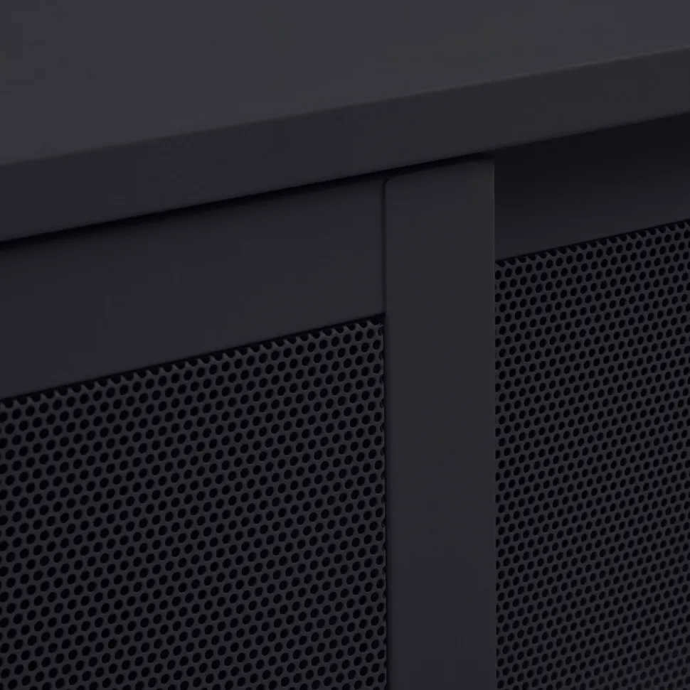 KISO Meuble TV 2 portes, 2 niches en métal L160cm