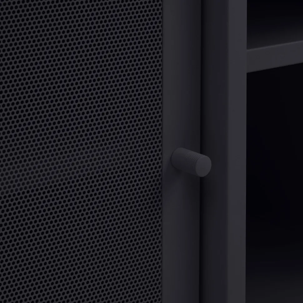 KISO Meuble TV 2 portes, 2 niches en métal L160cm