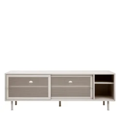KISO Meuble TV 2 portes, 2 niches en métal L160cm