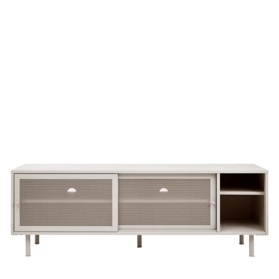 KISO Meuble TV 2 portes, 2 niches en métal L160cm