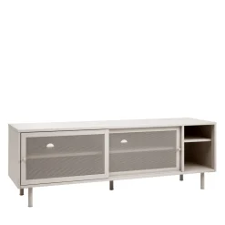 KISO Meuble TV 2 portes, 2 niches en métal L160cm