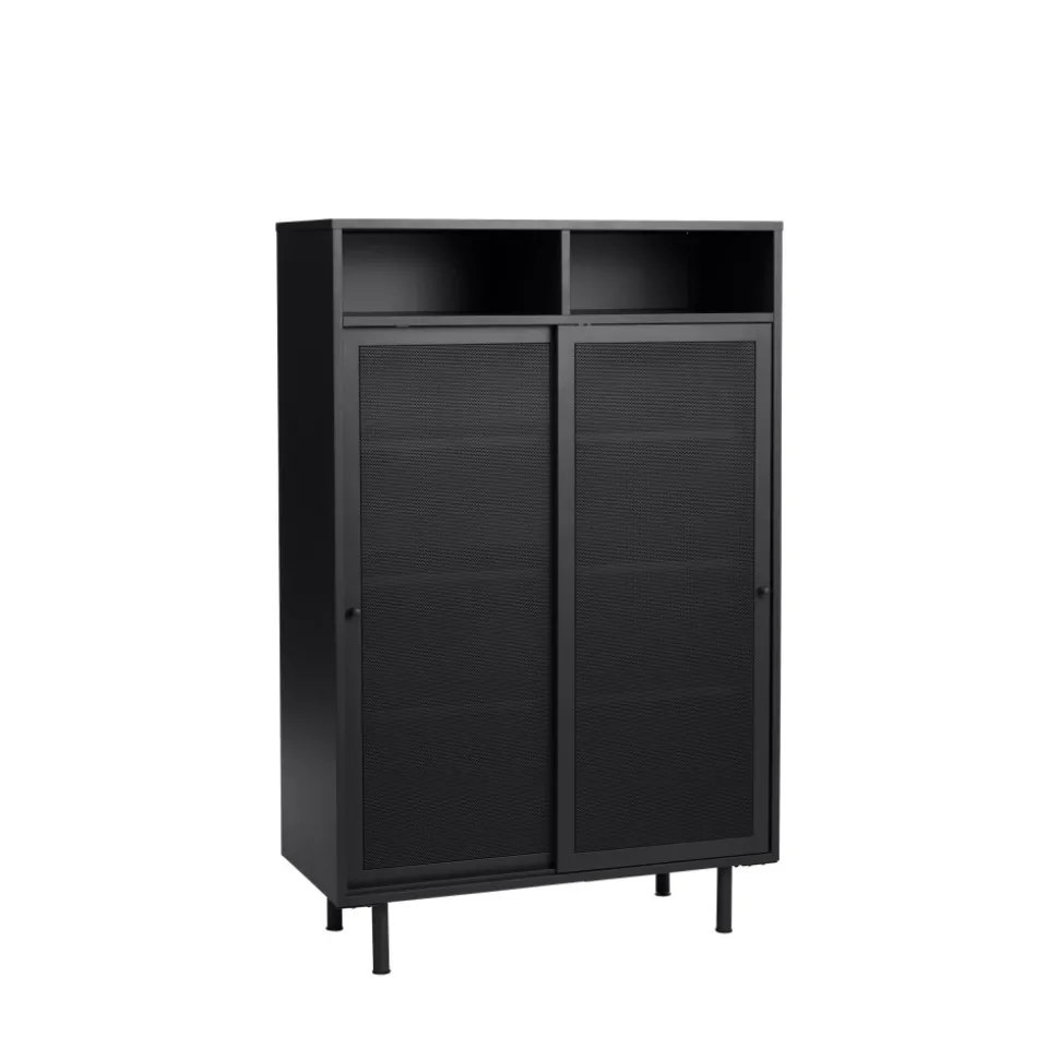 KISO Vaisselier 2 portes, 2 niches en métal H140cm