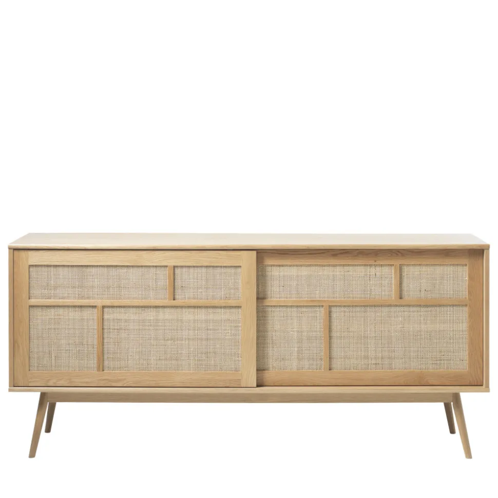 KIYO Buffet 2 portes en bois et cannage L180cm