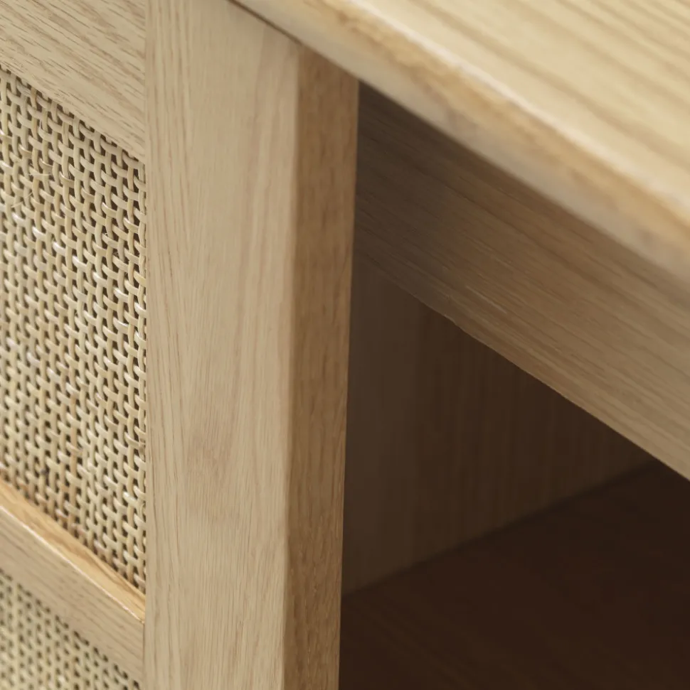 KIYO Buffet 2 portes en bois et cannage L180cm